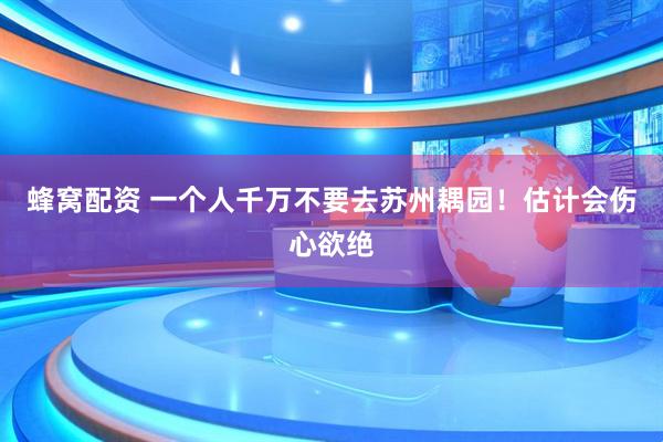 蜂窝配资 一个人千万不要去苏州耦园！估计会伤心欲绝